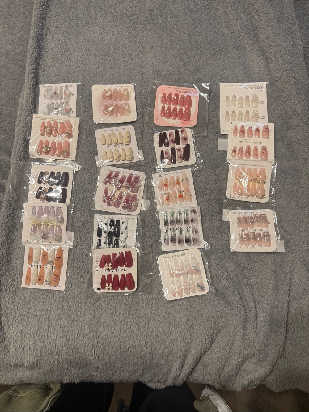 Assorted Women’s Press-On Nail Set – Pink, Nude, Red, Black, Purple
